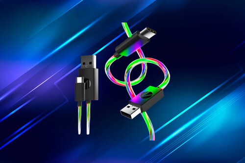 Este cable de carga con iluminación RGB hará que todos se giren a mirar tu móvil o setup gaming